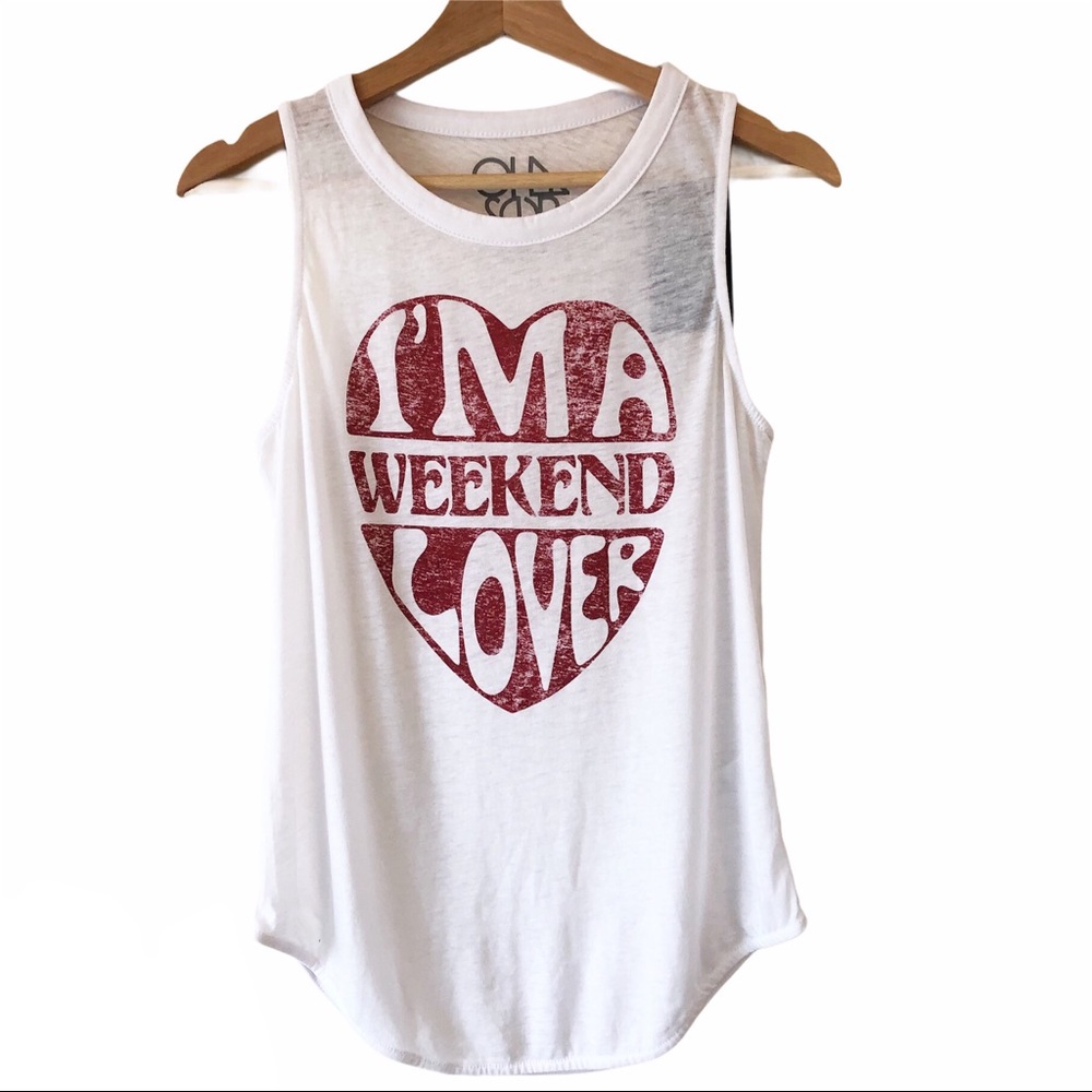 NWT Chaser I’m a Weekend Lover White Tank S - Picture 4 of 4